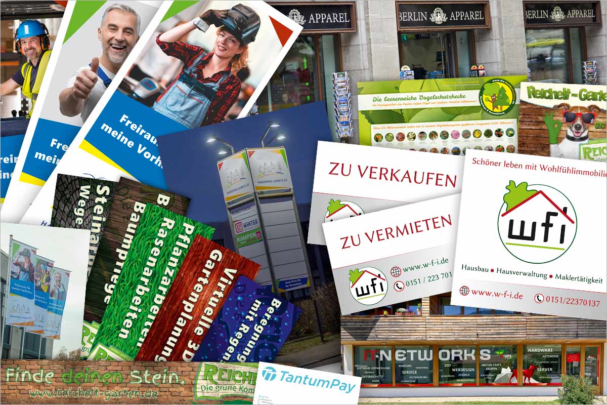 Firmenschilder + Werbebanner der Werbeagentur und Kreativagentur für den Kanton Aargau